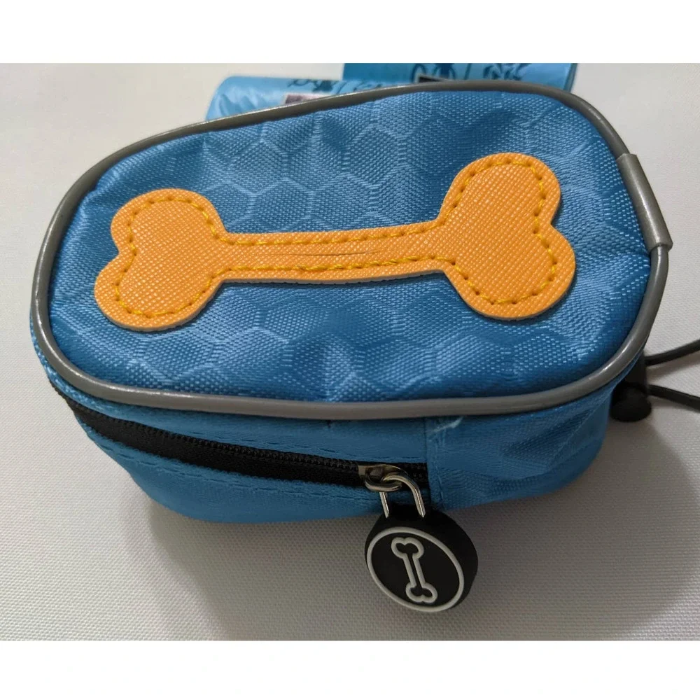 new dog doggy waste bag holder dispenser bone patch carabiner clip 2 rolls bags